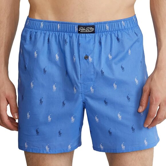 Brand New with Tags -Men's Polo Ralph Lauren Allover Pony Boxer Blue/Pink Medium - Picture 2 of 10